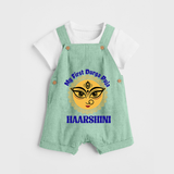 My First Durga Puja Sacred Eyes Artwork Dungaree - MINT GREEN - 0 - 5 Months Old (Chest 18")