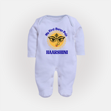 My First Durga Puja Sacred Eyes Artwork Full Body Suit - BABY BLUE - New Born (Chest 7.5")