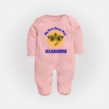 My First Durga Puja Sacred Eyes Artwork Full Body Suit - BABY PINK - New Born (Chest 7.5")