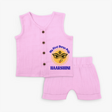 My First Durga Puja Sacred Eyes Artwork Jabla Set - BABY PINK - 0 - 3 Months Old (Chest 9.8")