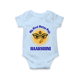 My First Durga Puja Sacred Eyes Artwork Romper - BABY BLUE - New Born (Chest 14")