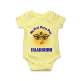 My First Durga Puja Sacred Eyes Artwork Romper - PASTEL YELLOW - New Born (Chest 14")