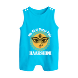 My First Durga Puja Sacred Eyes Artwork Button Romper - SKY BLUE - New Born (Chest 18")