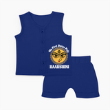 My First Durga Puja Sacred Eyes Artwork Jabla Set - NAVY BLUE - 0 - 3 Months Old (Chest 9.8")