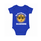 My First Durga Puja Sacred Eyes Artwork Romper - COBALT BLUE - New Born (Chest 14")