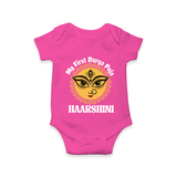 My First Durga Puja Sacred Eyes Artwork Romper - HOT PINK - New Born (Chest 14")