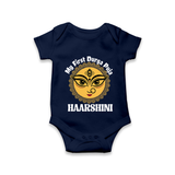 My First Durga Puja Sacred Eyes Artwork Romper - NAVY BLUE - New Born (Chest 14")