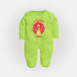 My First Durga Puja Divine Mother Illustration Full Body Suit - LIME GREEN - New Born (Chest 7.5")