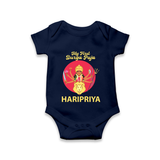 My First Durga Puja Divine Mother Illustration Romper - NAVY BLUE - New Born (Chest 14")