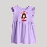 My First Durga Puja Ethnic Goddess Artwork Baby Frock - LILAC - 0 - 3 Months Old (Chest 17")