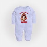 My First Durga Puja Ethnic Goddess Artwork Full Body Suit - BABY BLUE - New Born (Chest 7.5")