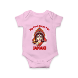 My First Durga Puja Ethnic Goddess Artwork Romper - BABY PINK - New Born (Chest 14")