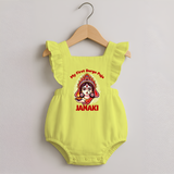 My First Durga Puja Ethnic Goddess Artwork Romper Frock - PASTEL YELLOW - 0 - 3 Months Old (Chest 19")