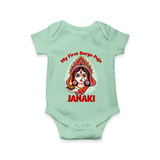 My First Durga Puja Ethnic Goddess Artwork Romper - MINT GREEN - New Born (Chest 14")