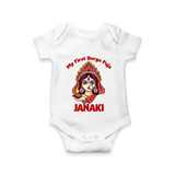 My First Durga Puja Ethnic Goddess Artwork Romper - WHITE - New Born (Chest 14")