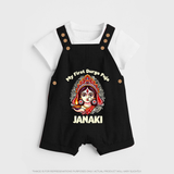 My First Durga Puja Ethnic Goddess Artwork Dungaree - BLACK - 0 - 5 Months Old (Chest 18")