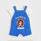 My First Durga Puja Ethnic Goddess Artwork Dungaree - COBALT BLUE - 0 - 5 Months Old (Chest 18")
