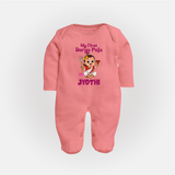 My First Durga Puja Cute Divine Character Full Body Suit - PEACH - New Born (Chest 7.5")