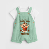 My First Durga Puja Blessings Theme Dungaree - MINT GREEN - 0 - 5 Months Old (Chest 18")