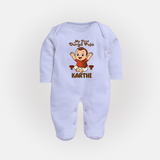 My First Durga Puja Blessings Theme Full Body Suit - BABY BLUE - New Born (Chest 7.5")