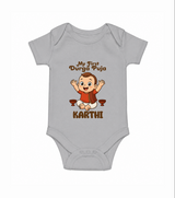 My First Durga Puja Blessings Theme Romper - GREY - New Born (Chest 14")