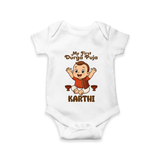 My First Durga Puja Blessings Theme Romper - WHITE - New Born (Chest 14")