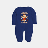 My First Durga Puja Blessings Theme Full Body Suit - NAVY BLUE - New Born (Chest 7.5")