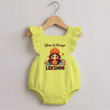 Ghar Ki Durga Divine Goddess Romper Frock - PASTEL YELLOW - 0 - 3 Months Old (Chest 19")