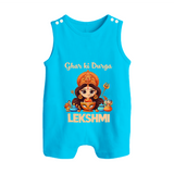 Ghar Ki Durga Divine Goddess Button Romper - SKY BLUE - New Born (Chest 18")
