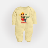 Mini Mahishasura Mardini Theme Full Body Suit - PASTEL YELLOW - New Born (Chest 7.5")