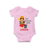 Mini Mahishasura Mardini Theme Romper - BABY PINK - New Born (Chest 14")