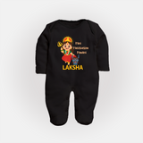 Mini Mahishasura Mardini Theme Full Body Suit - BLACK - New Born (Chest 7.5")