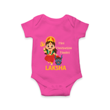Mini Mahishasura Mardini Theme Romper - HOT PINK - New Born (Chest 14")