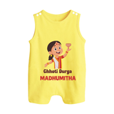 Chhoti Durga Devotional Button Romper - PASTEL YELLOW - New Born (Chest 18")