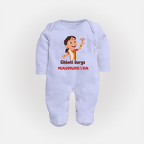 Chhoti Durga Devotional Full Body Suit - BABY BLUE - New Born (Chest 7.5")