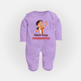 Chhoti Durga Devotional Full Body Suit - LILAC - New Born (Chest 7.5")