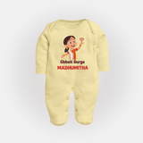 Chhoti Durga Devotional Full Body Suit - PASTEL YELLOW - New Born (Chest 7.5")