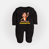 Chhoti Durga Devotional Full Body Suit - BLACK - New Born (Chest 7.5")