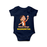 Chhoti Durga Devotional Romper - NAVY BLUE - New Born (Chest 14")