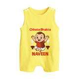 Little Bhakta Festive Button Romper - PASTEL YELLOW - New Born (Chest 18")