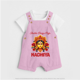 Shubh Durga Puja Goddess Face Art Dungaree - BABY PINK - 0 - 5 Months Old (Chest 18")