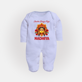 Shubh Durga Puja Goddess Face Art Full Body Suit - BABY BLUE - New Born (Chest 7.5")