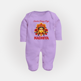 Shubh Durga Puja Goddess Face Art Full Body Suit - LILAC - New Born (Chest 7.5")