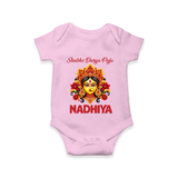 Shubh Durga Puja Goddess Face Art Romper - BABY PINK - New Born (Chest 14")