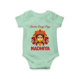 Shubh Durga Puja Goddess Face Art Romper - MINT GREEN - New Born (Chest 14")