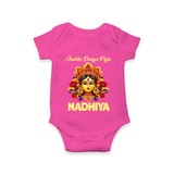 Shubh Durga Puja Goddess Face Art Romper - HOT PINK - New Born (Chest 14")