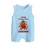 Little Durga Maa Tiger Rider Button Romper - BABY BLUE - New Born (Chest 18")