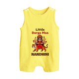 Little Durga Maa Tiger Rider Button Romper - PASTEL YELLOW - New Born (Chest 18")
