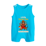 Little Durga Maa Tiger Rider Button Romper - SKY BLUE - New Born (Chest 18")