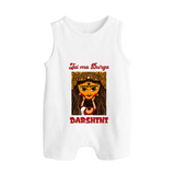 Jai Maa Durga Traditional Artwork Button Romper - WHITE - New Born (Chest 18")